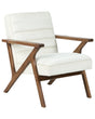Armchair White Polyester Velvet Upholstery Retro Design Wooden Frame Armrests Living Room Beliani