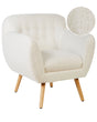 Armchair White Boucle Fabric Upholstery Buttoned Retro Club Chair Retro Style Beliani