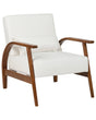 Armchair Off-White Faux Leather Wooden Legs with Armrests and Cushion Retro Classic Traditional Living Room Beliani