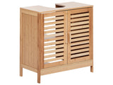 Washbasin Cabinet Bamboo Light Brown Bathroom Storage Minimalistic Beliani
