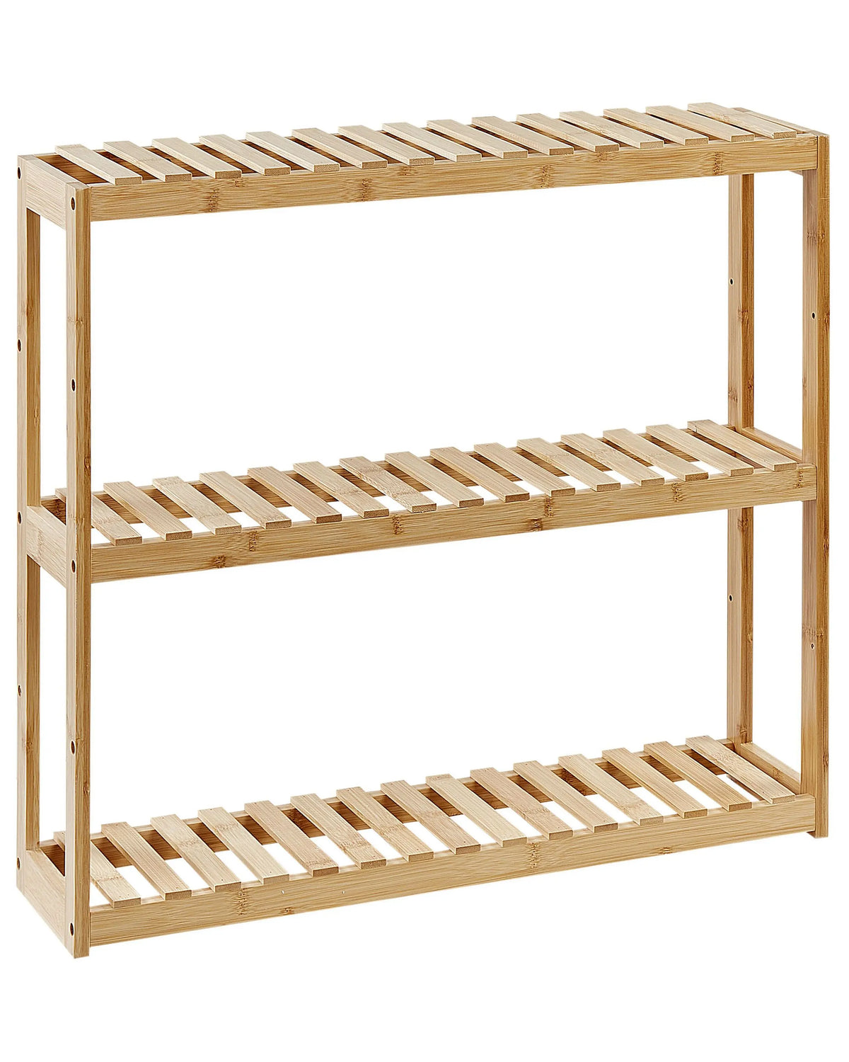 Bathroom Wall Shelf Light Brown Bamboo 3 Shelves Minimalistic Style Beliani