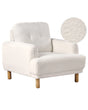 Armchair White Boucle Fabric Wooden Legs Retro Minimalistic Living Room Furniture Beliani