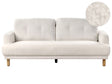 3 Seater Sofa White Boucle Fabric Wooden Legs Loveseat Couch Retro Minimalistic Living Room Furniture Beliani