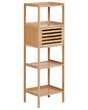 Bathroom Shelving Unit  Bamboo Light Brown Bathroom Storage 4 Shelves 1 Door Beliani