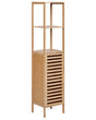 Bathroom Shelving Unit Light Brown Bamboo with Door Minimalistic Beliani