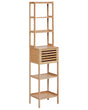 Bathroom Shelving Unit  Bamboo Light Brown Bathroom Storage 6 Shelves 1 Door Beliani