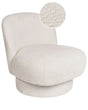 Swivel Armchair White Boucle Upholstery Club Chair Curved Backrest Retro Beliani