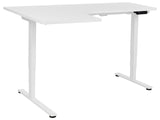 Electrically Adjustable Left Corner Desk White Tabletop White Steel Frame 160 x 59 cm Sit and Stand L-Shaped Modern Design Beliani