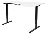 Electrically Adjustable Right Corner Desk White Tabletop Black Steel Frame 160 x 59 cm Sit and Stand L-Shaped Modern Design Beliani