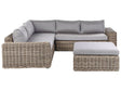 Garden Conversation Set Light Brown Wicker PE Rattan Corner Sofa Modular with Ottoman Grey Cushions Outdoor Beliani