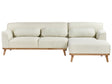 Left Corner Sofa Off-White Fabric Upholstered Finished Back Wooden Legs Beliani