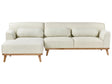Right Corner Sofa Off-White Fabric Upholstered Finished Back Wooden Legs Beliani