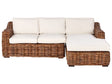 Garden Sofa Natural Rattan Outdoor 3 Seater with White Cushions Wicker Traditional Boho Living Room Beliani