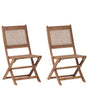 Set of 2 Garden Chairs Certified Acacia Light Wood Foldable Outdoor Country Rustic Style Beliani