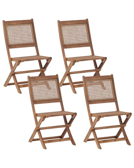 Set of 4 Garden Chairs Certified Acacia Light Wood Foldable Outdoor Country Rustic Style Beliani