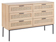 Rattan chest of drawers with 6 drawers Light manufactured wood with rattan drawers in front Sideboard in front Black frame Metal legs Boho style living room Beliani