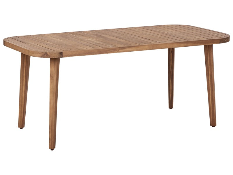 Garden Dining Table Light Certified Acacia Solid Wood 180 x 90 cm 6 Seater Rectangular Indoor Outdoor Rustic Beliani