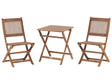 3 Piece Bistro Set Light Solid Certified  Acacia 2 Chairs and Tea Table Folding Slatted Design Beliani