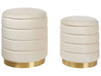 Set of 2 Storage Pouffes with Storage Light Beige Polyester Velvet Upholstery Gold Stainless Steel Base Modern Design Beliani