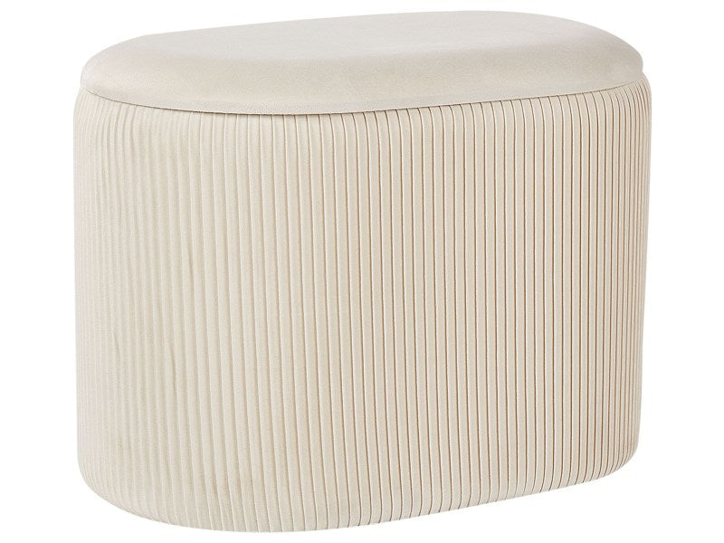 Pouffe Light Beige Velvet Glamour Storage Footstool Living Room Bedroom Beliani