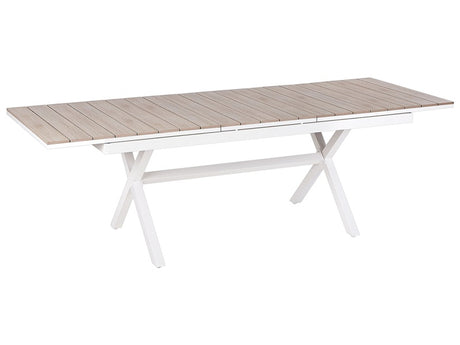 Extending Garden Table White Aluminium 184x242 x 90 cm Modern Style Outdoor Patio Furniture Beliani