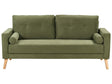 Fabric Sofa Green Fabric Upholstery 2 Seater Button Tufted with Two Bolsters Retro Traditional Style Beliani