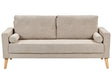 Fabric Sofa Taupe Fabric Upholstery 2 Seater Button Tufted with Two Bolsters Retro Traditional Style Beliani