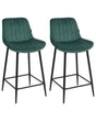 Set of 2 Bar Chairs Emerald Green Armless Velvet Black Steel Leg Modern Design Dining Room Seating Beliani