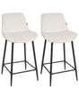 Set of 2 Bar Chairs Light Beige Armless Velvet Black Steel Leg Modern Design Dining Room Seating Beliani