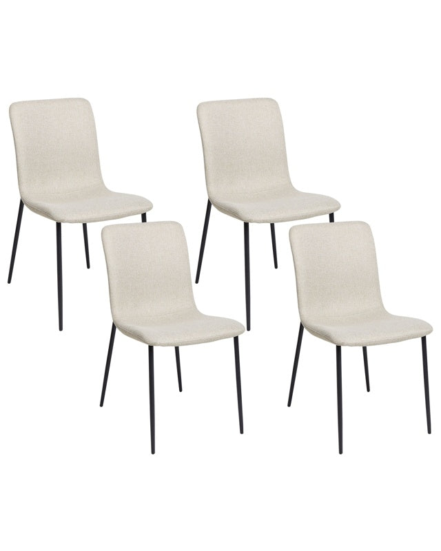 Set of 4 Dining Chairs Polyester Fabric Light Beige Dining Room Iron Legs Elegant Beliani