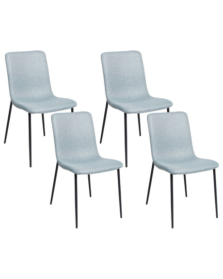 Set of 4 Dining Chairs Polyester Fabric Light Blue Dining Room Iron Legs Elegant Beliani