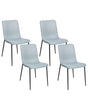 Set of 4 Dining Chairs Polyester Fabric Light Blue Dining Room Iron Legs Elegant Beliani