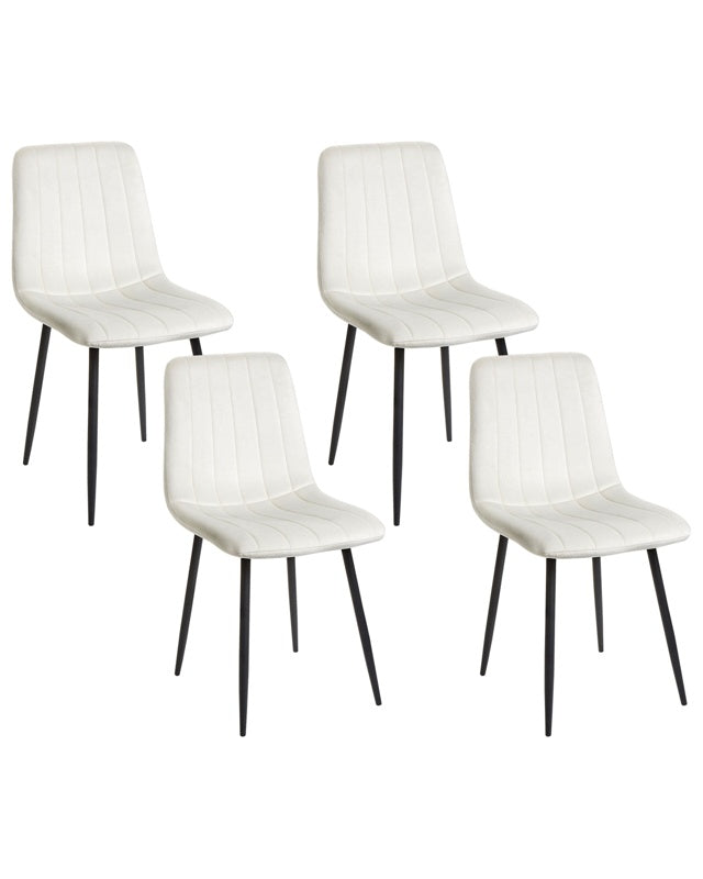 Set of 4 Dining Chairs Velvet Off-White Dining Room Iron Legs Modern Style Beliani