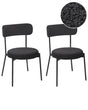Set of 2 Dining Room Chairs Black Boucle Black Steel Legs Modern Design Dining Room Seating Beliani