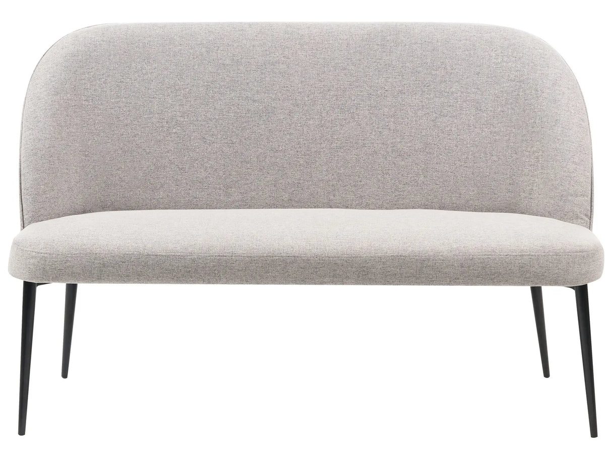 Kitchen Sofa Light Grey Polyester Fabric Upholstery 2-Seater Metal Frame Black Legs Bench Beliani