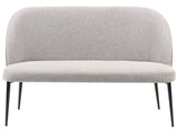 Kitchen Sofa Light Grey Polyester Fabric Upholstery 2-Seater Metal Frame Black Legs Bench Beliani