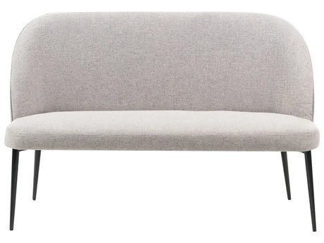 Kitchen Sofa Light Grey Polyester Fabric Upholstery 2-Seater Metal Frame Black Legs Bench Beliani