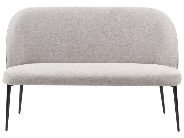 Kitchen Sofa Light Grey Polyester Fabric Upholstery 2-Seater Metal Frame Black Legs Bench Beliani