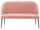 Kitchen Sofa Pink Polyester Fabric Upholstery 2-Seater Metal Frame Black Legs Bench Beliani