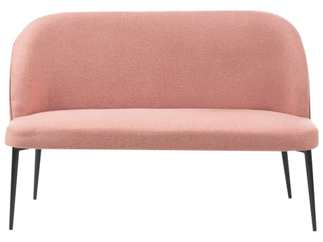 Kitchen Sofa Pink Polyester Fabric Upholstery 2-Seater Metal Frame Black Legs Bench Beliani