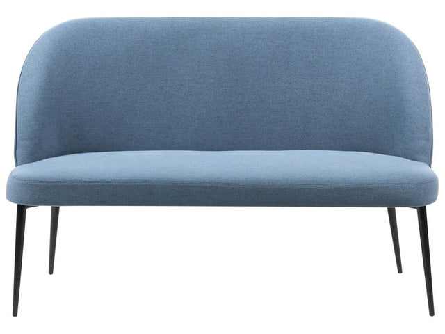 Kitchen Sofa Blue Polyester Fabric Upholstery 2-Seater Metal Frame Black Legs Bench Beliani