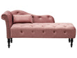 Chaise Lounge Pink Velvet Button Tufted Upholstery Left Hand with Cushion Retro Traditional Style Beliani