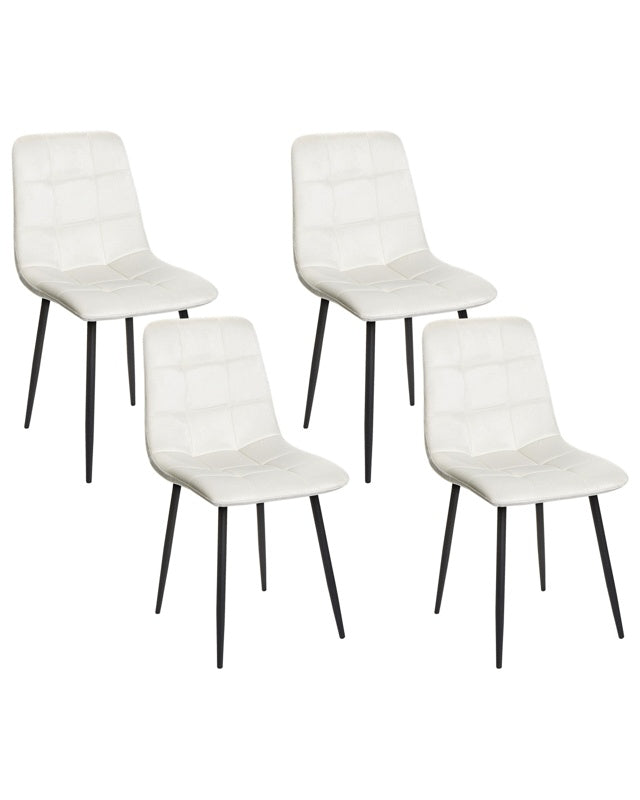 Set of 4 Dining Chairs Velvet Off-White Dining Room Iron Legs Modern Style Beliani