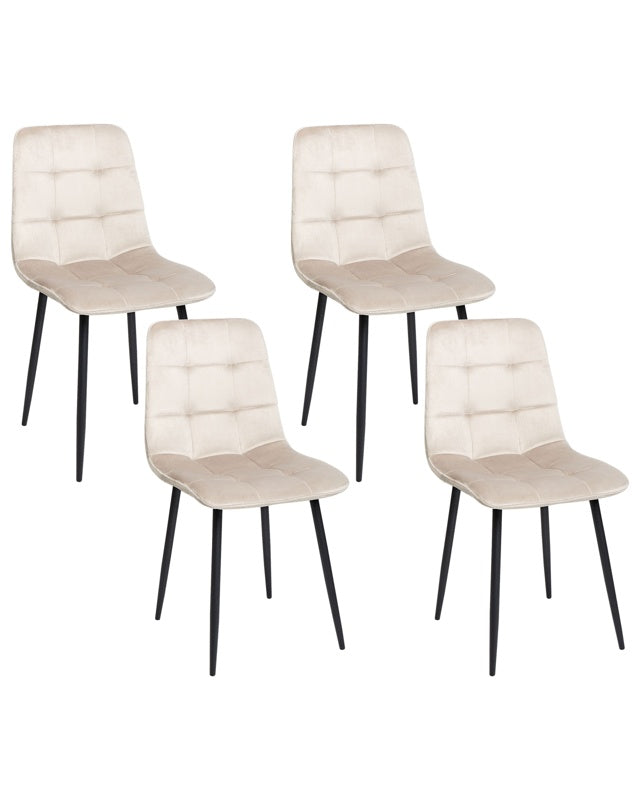 Set of 4 Dining Chairs Velvet Taupe Dining Room Iron Legs Modern Style Beliani