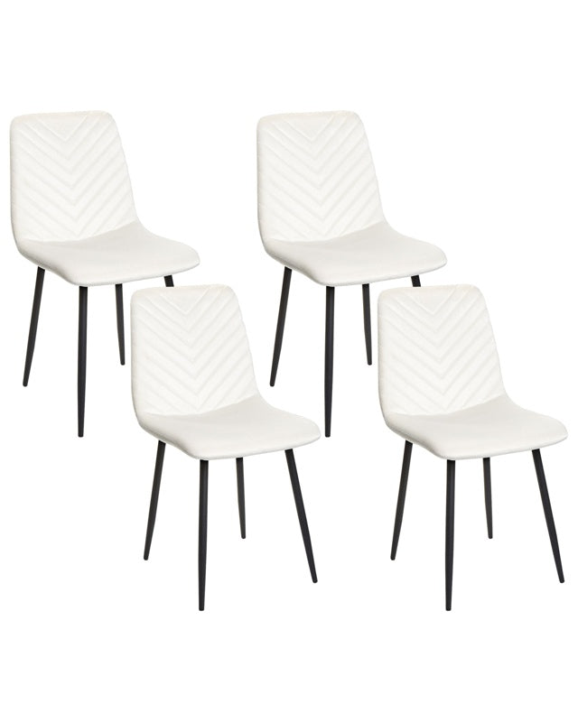 Set of 4 Dining Chairs Off-White Velvet Dining Room Iron Legs Modern Style Beliani