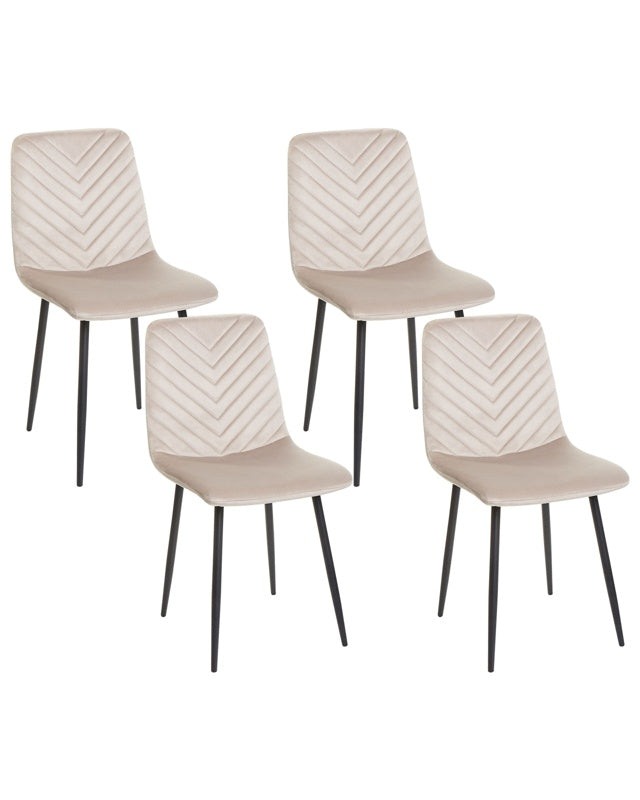 Set of 4 Dining Chairs Taupe Velvet Dining Room Iron Legs Modern Style Beliani