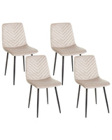 Set of 4 Dining Chairs Beige Velvet Dining Room Iron Legs Modern Style Beliani