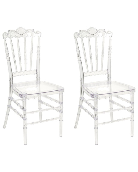 Set of 2 Dining Chairs Transparent Plastic Vintage-inspired Dining Room Furniture Beliani