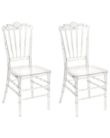 Set of 2 Dining Chairs Transparent Plastic Vintage-inspired Dining Room Furniture Beliani