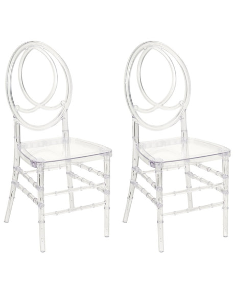 Set of 2 Dining Chairs Transparent Plastic Modern Style Dining Room Furniture Beliani